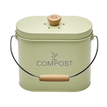 Seau à Compost Ovale 3L avec Filtre - Vert Sauge