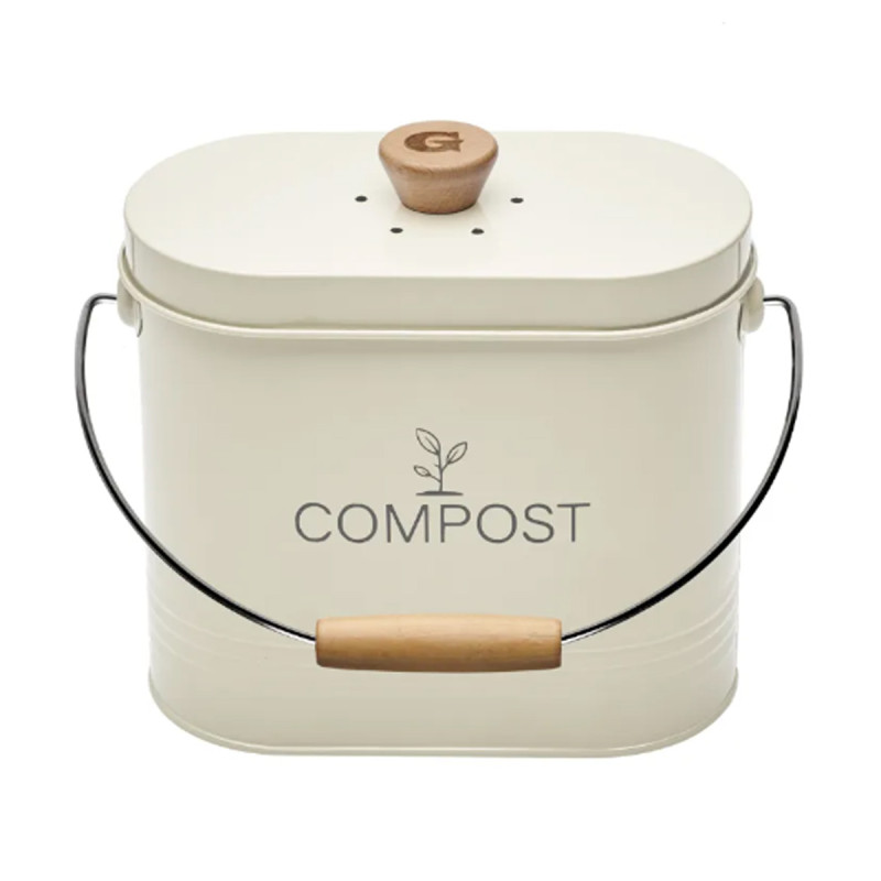 Seau à Compost Ovale 3L avec Filtre - Beige