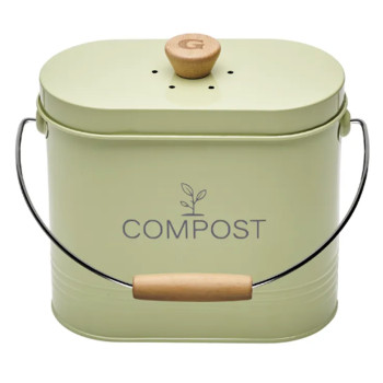 Seau à Compost Ovale 7L avec filtre - Vert Sauge