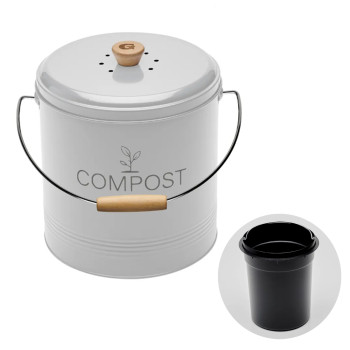 Seau à Compost 3 L avec filtre et seau - Blanc