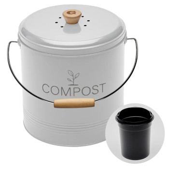 Seau à Compost 4.5 L avec filtre et seau - Blanc