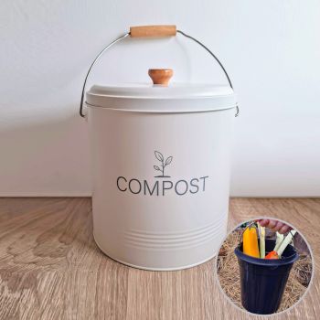 Seau à Compost 3 L avec filtre et seau - Blanc