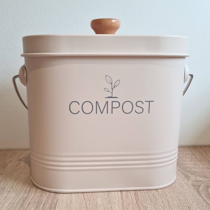 Seau à Compost Ovale 7L avec filtre - beige