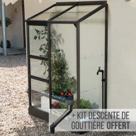 Serre de jardin MÉLISSA adossée 0,90 m² - en verre trempé Aluminium laqué gris anthracite